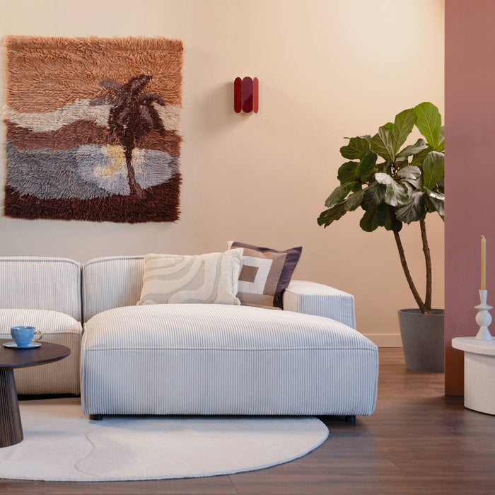 by fonQ Chunky Hoekbank met Chaise Longue Rechts - Rib - Latte