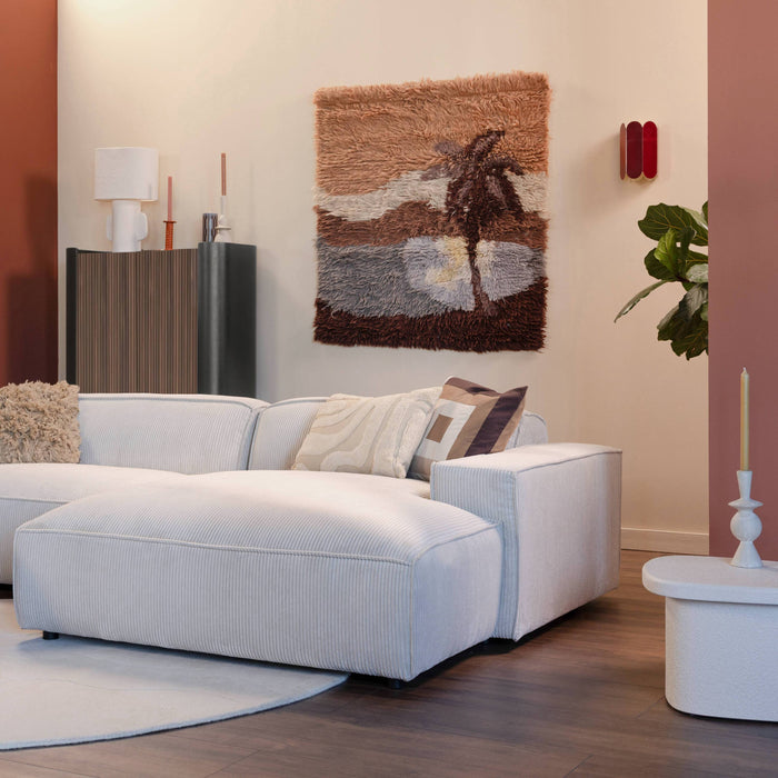 by fonQ Chunky Hoekbank met Chaise Longue Rechts - Rib - Latte