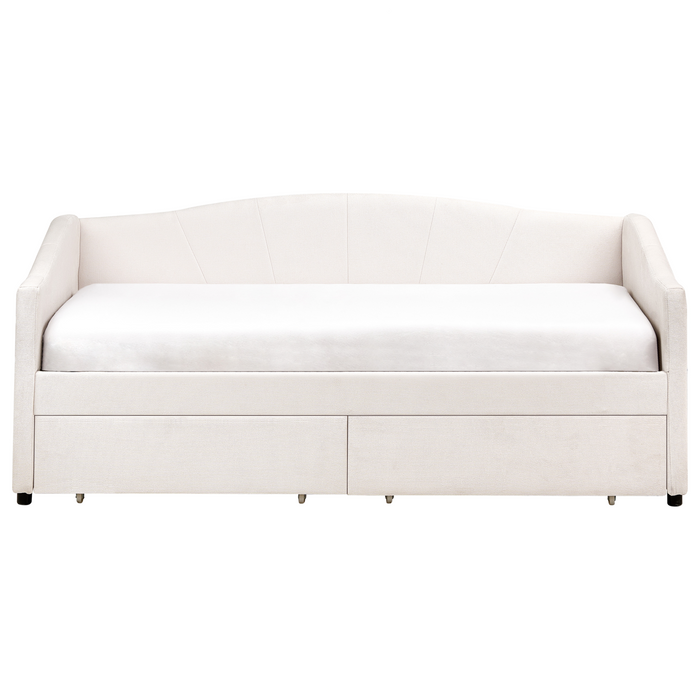 Beliani - VITTEL - Bed met opberger - Lichtbeige - Polyester