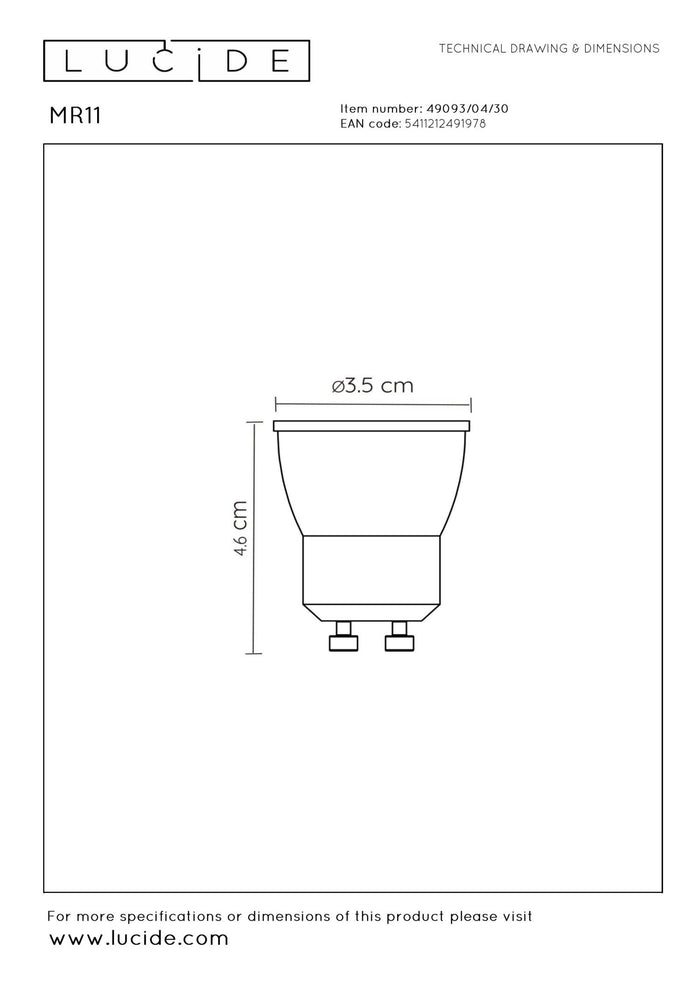 Lucide MR11 Led lamp - Zwart