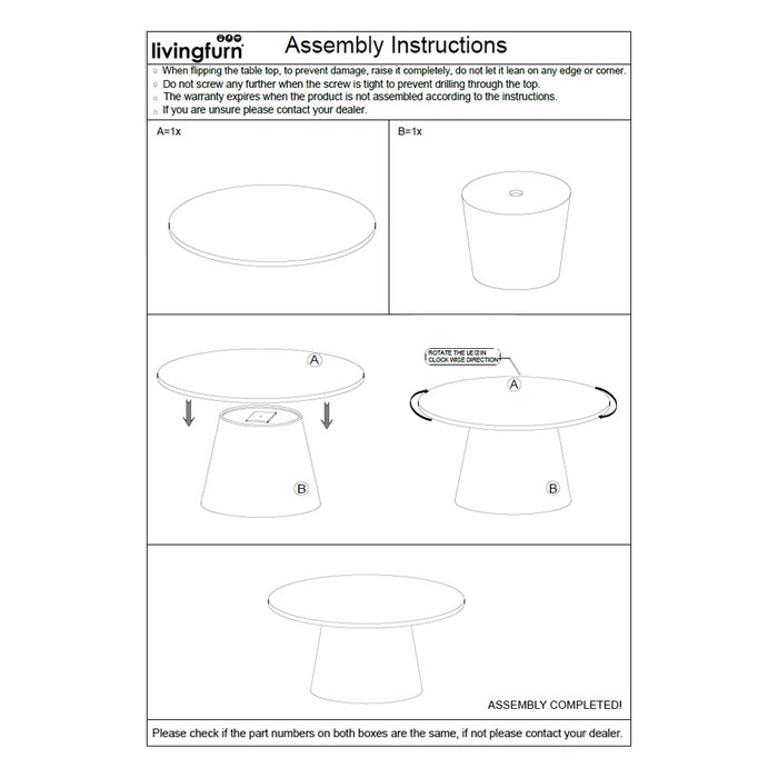 Livingfurn - Salontafel Beige Marmer - Rond - 75x75x32cm - Bottecino