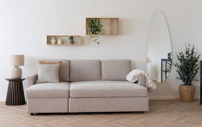 House Nordic Belfast Zand 2-Zits + Chaise Lounge Slaapbank