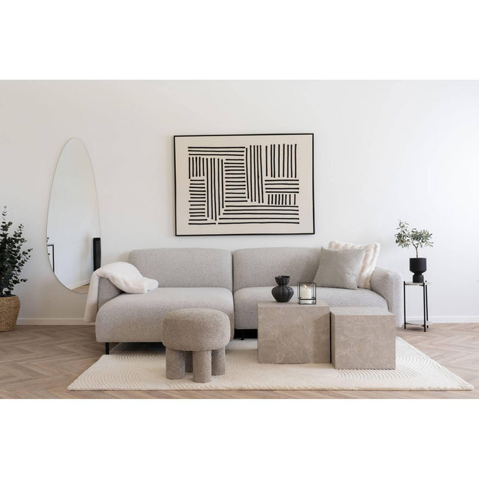 House Nordic Salvador Lichtgrijs Bouclé 2-Zits + Chaise Lounge Links
