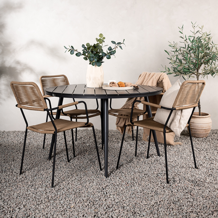 Nest outdoor Jana aluminium tuinstoel naturel - met armleuningen