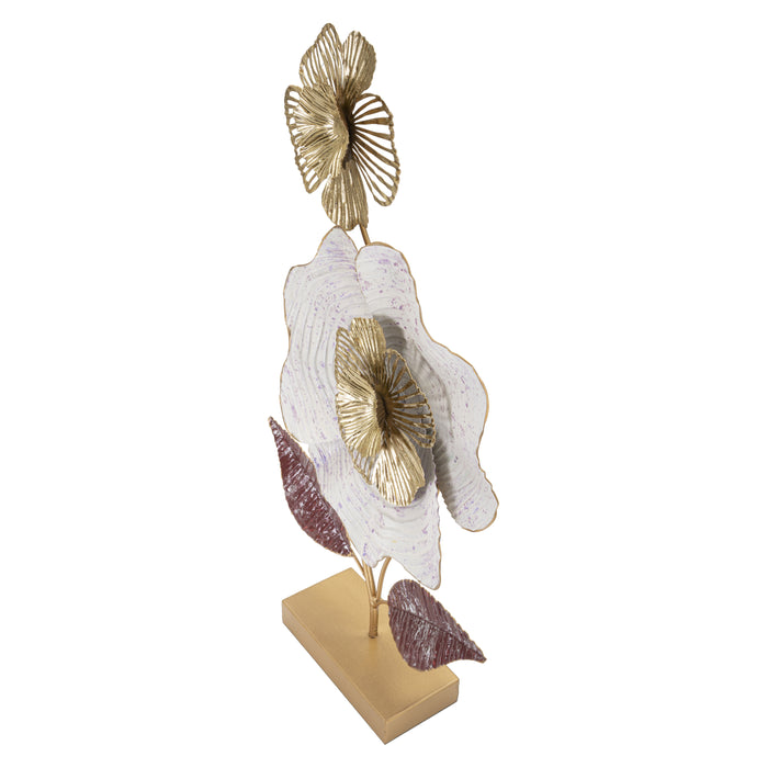 Lovi - Veelkleurige metalen bloemsculptuur met voet