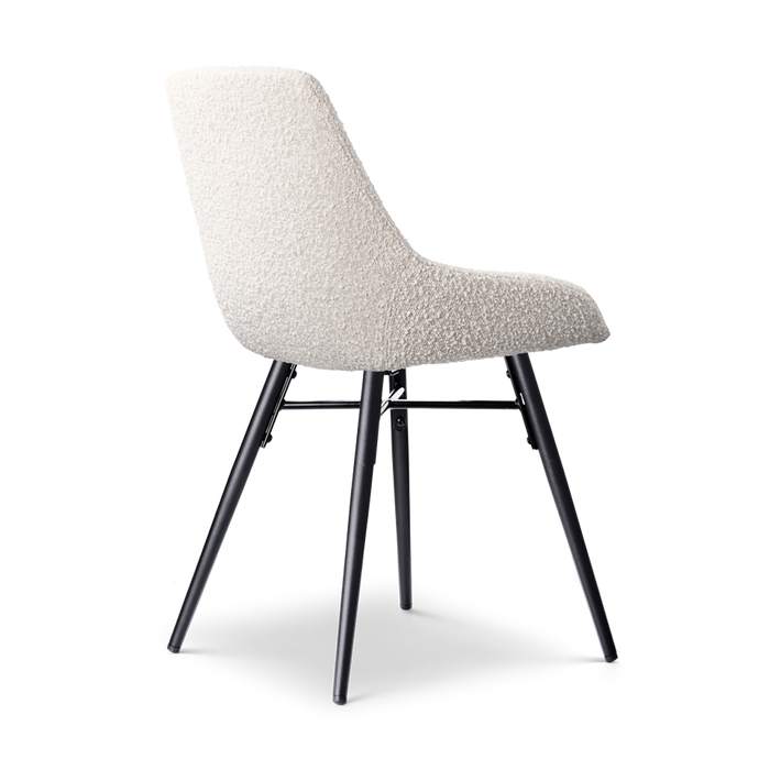 Nolon Nena-Isa Eetkamerstoel Bouclé Beige - Zwarte Houten Poten