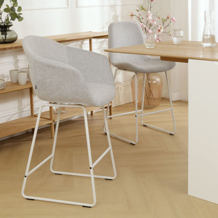 Nolon Nino-Otis Barkruk Lichtgrijs - met Armleuning - Wit - 65 cm