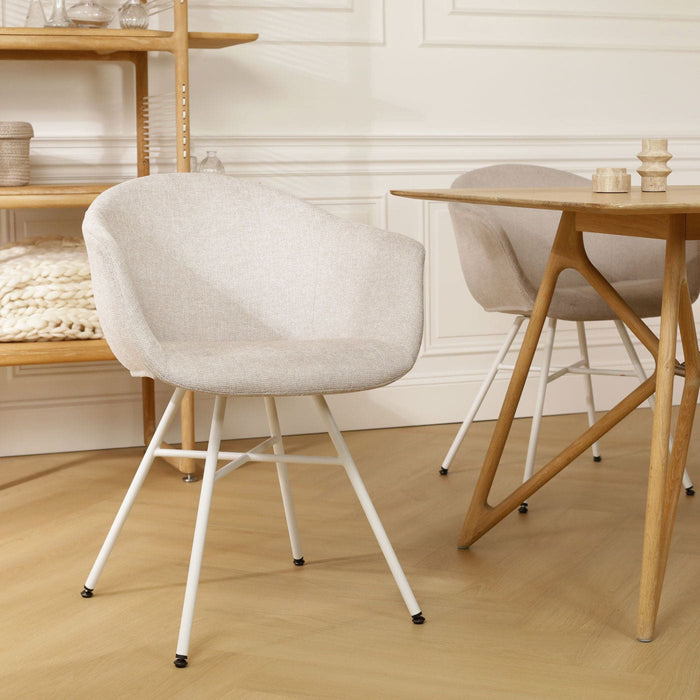 Nolon Noa-Otis eetkamerstoel beige - met armleuning - wit