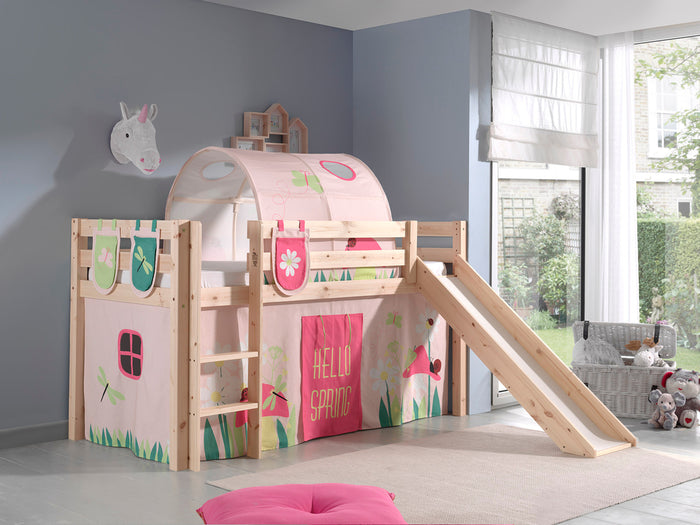 Vipack Pino Hoogslaper met Glijbaan en Tunnel Spring - naturel