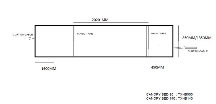 Vipack Pino Textielset voor Hemelbed 90x200cm - wit