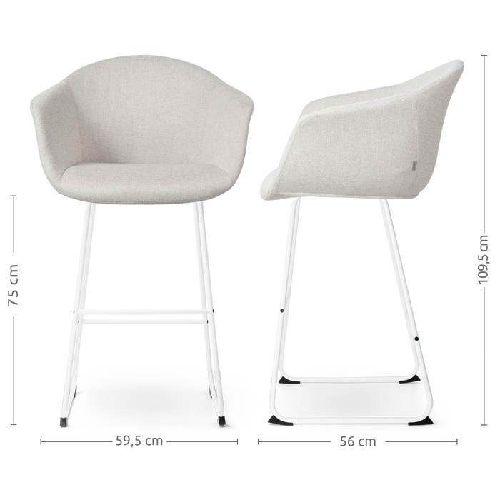 Nolon Nino-Otis Barkruk Beige - met Armleuning - Wit - 65 cm