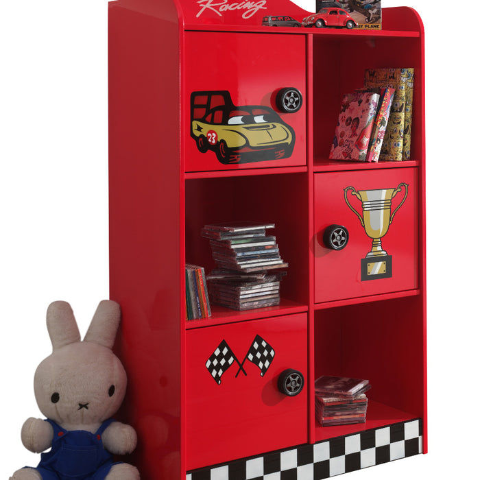 Vipack Autobed Boekenkast Racer - rood