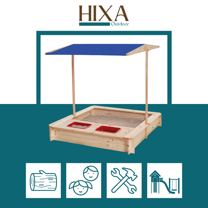 HIXA Afsluitbare Zandbak voor Kinderen met Overkapping Deksel Hout...
