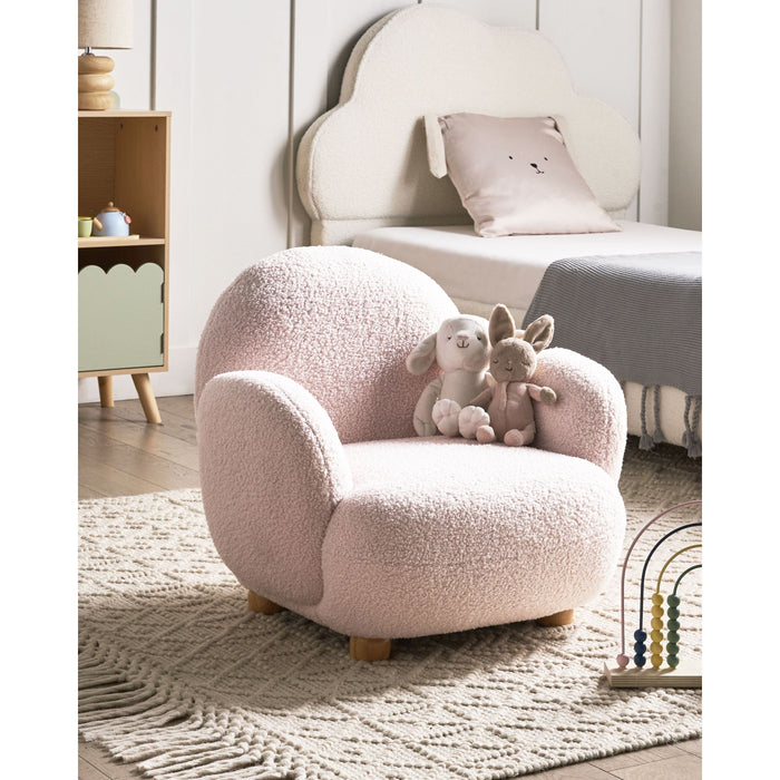 Beliani - HEM - Kinderfauteuil - Pastelroze - Bouclé