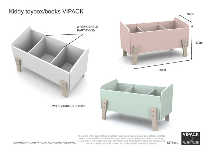 LUCEVI - Kiddy Speelkoffer - Speelgoedkist - Hout - Wit - 80x39x48cm