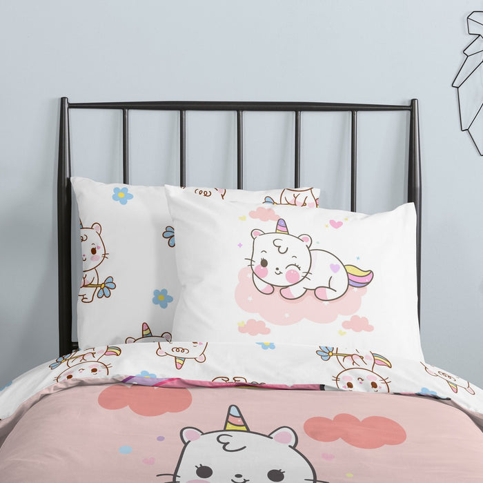 Kinder Dekbedovertrek Good Morning Katoen Puk - pink 140x200|220cm