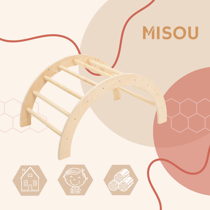 MISOU Klimboog Montessori Klimrek Klimframe Peuter 81x40,5x62,5cm Hout