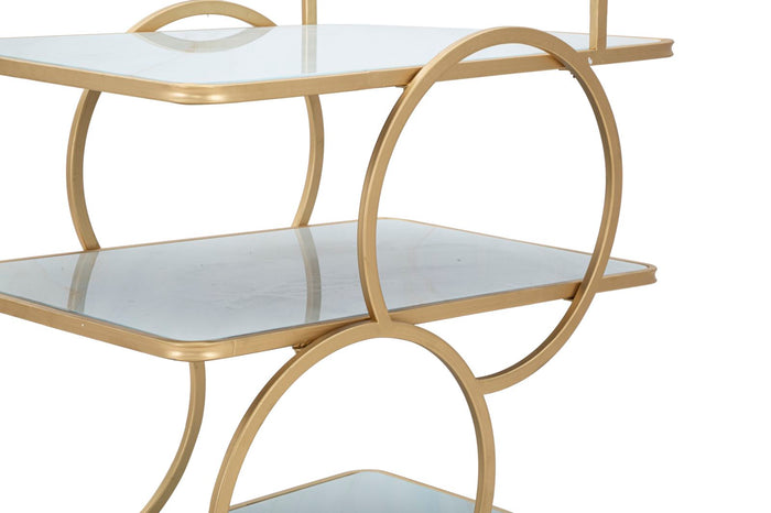 MARBLE - Trolley in goud metaal met 3 glazen planken