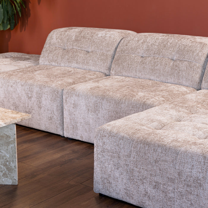 Cosmopolitan Design Chicago Hoekbank met Chaise Longue Rechts - Links Open - Chenille - Lichtbeige