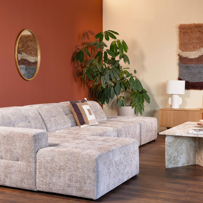 Cosmopolitan Design Chicago Hoekbank met Chaise Longue Links - Rechts Open - Chenille - Lichtbeige