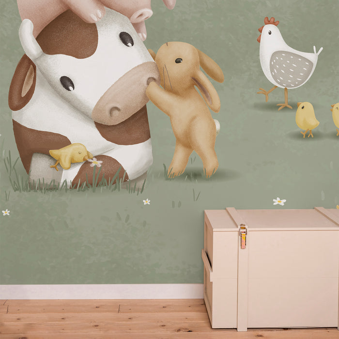 Little Dutch Little Farm Fotobehang - Dieren - 2,80x3m - Groen