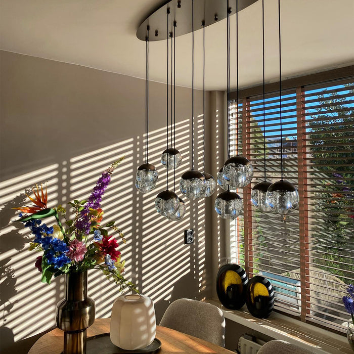 QAZQA Design hanglamp donker brons met helder glas 12-lichts - Inge