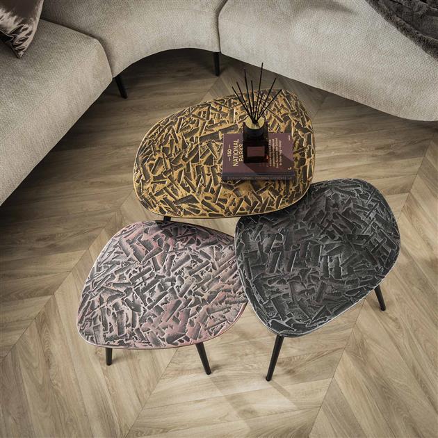 Hoyz Collection - Salontafel Vierhoekig Patina- Set van 3