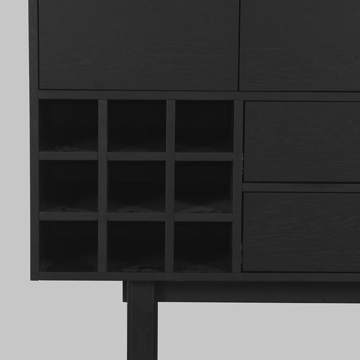 LABEL51 - Hoge Kast Cali - Zwart Eiken - Zwart Metaal