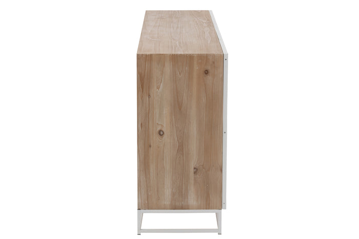 J-line - Dressoir 4 Deuren Hout|metaal Naturel|wit - 180x42x86cm