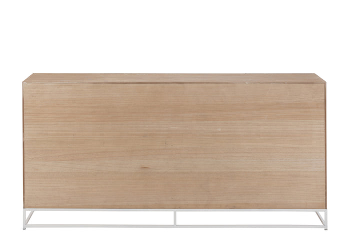 J-line - Dressoir 4 Deuren Hout|metaal Naturel|wit - 180x42x86cm