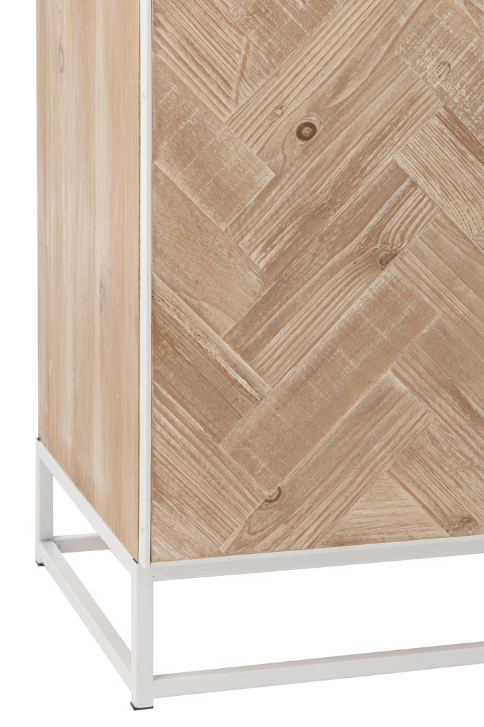 J-line - Dressoir 4 Deuren Hout|metaal Naturel|wit - 180x42x86cm