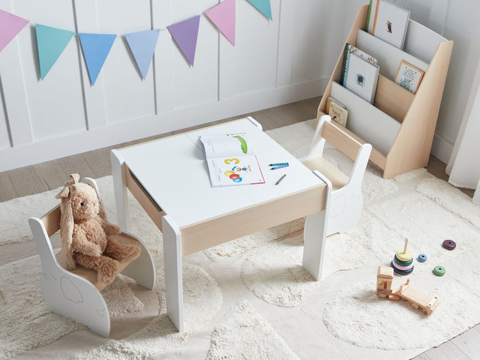 Beliani - LOYD - Kindertafel met 2 stoeltjes - Lichthout|Wit - MDF