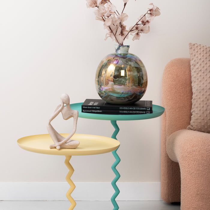 Leitmotiv - Bijzettafel Zig Zag Large - Turquoise blue