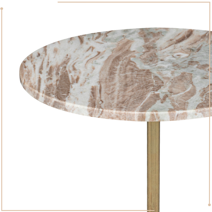 MISOU Bijzettafel Rond Koffietafel Marmer Modern Organisch Beige Br...