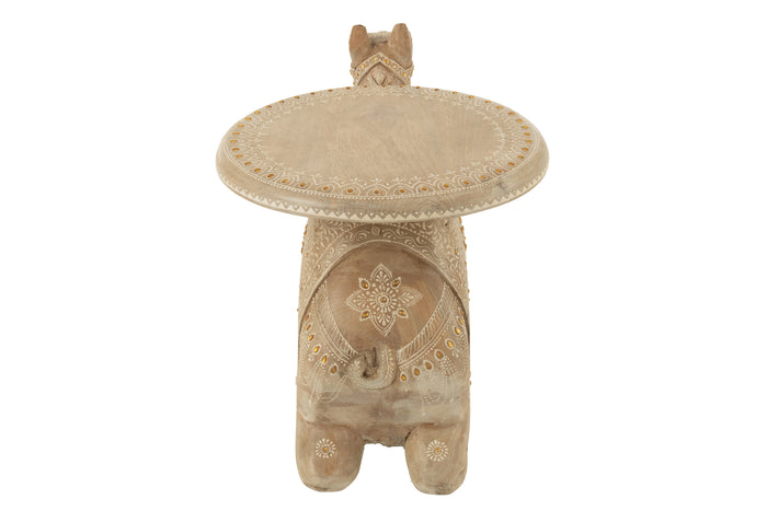 J-Line bijzettafel Kameel - hout - naturel|wit