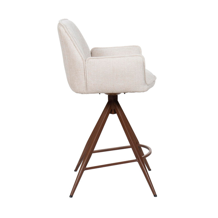 Giga Meubel - Barstoel Beige|Walnoot - Zithoogte 66cm - Noa - Set van 2