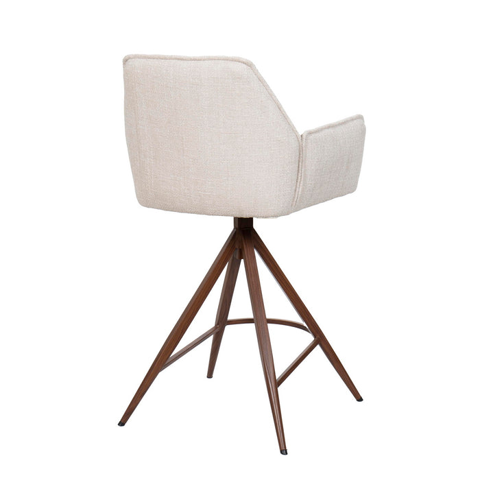 Giga Meubel - Barstoel Beige|Walnoot - Zithoogte 66cm - Noa - Set van 2