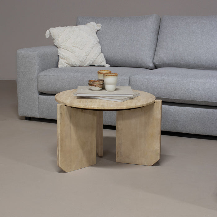 Giga Meubel - Salontafel Travertin - Naturel - 60x60x40cm - Simon