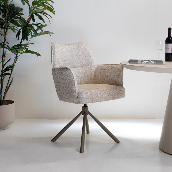 DÉJA Living - Eetkamerstoel Beige|Taupe Draaibaar - Zayn - Set van 2