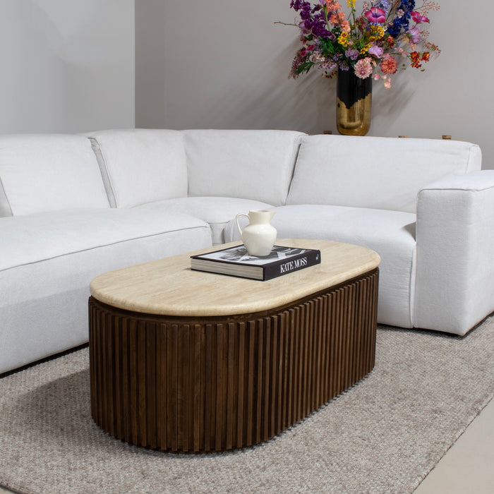 Giga Meubel - Salontafel Travertin - Bruin - 120x60x40cm - Sven