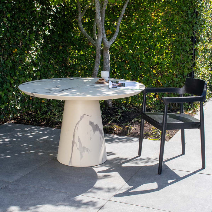 DÉJA Living - Tuintafel Marmerlook - Rond - 120x120x76cm - Flen