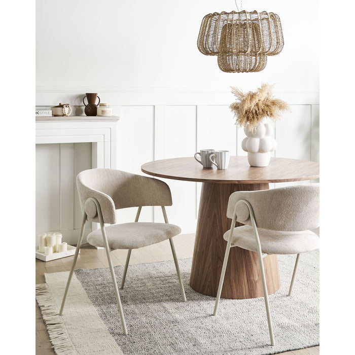 Beliani - ALANSOM - Eetkamerstoel set van 2 - Lichtbeige - Stof