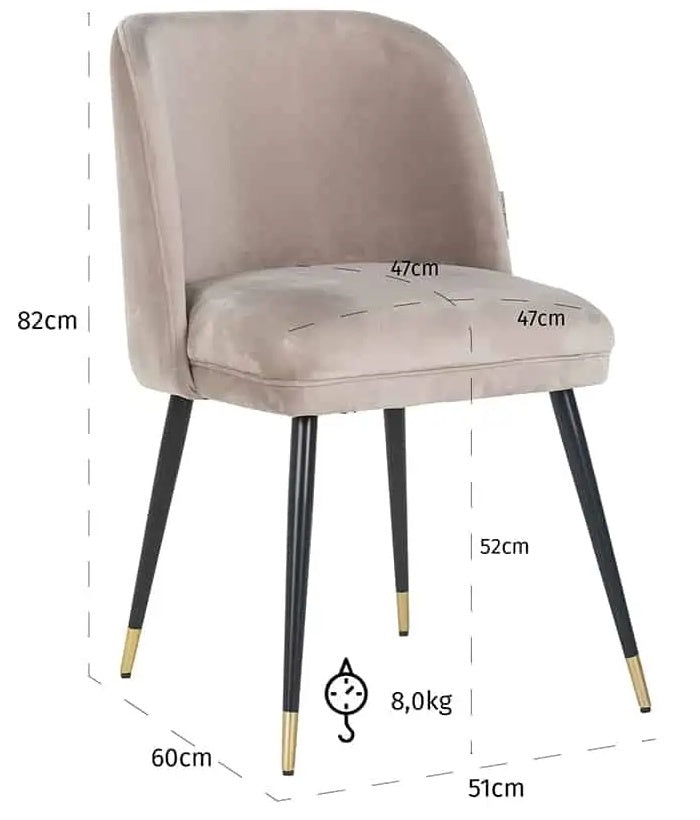 Richmond Interiors Alicia Eetkamerstoel Khaki Velvet