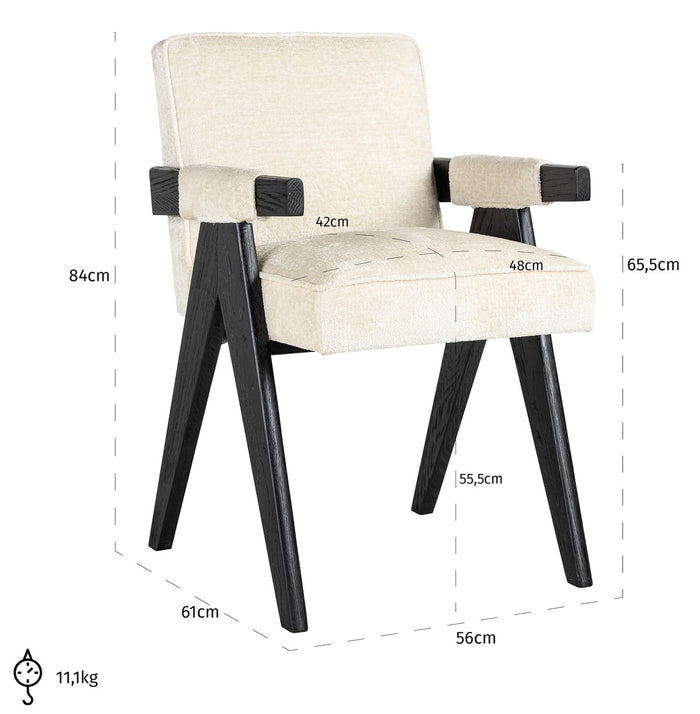 Richmond Interiors Cooper Wit Chenille Eetkamerstoel