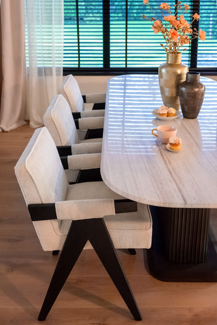 Richmond Interiors Cooper Wit Chenille Eetkamerstoel