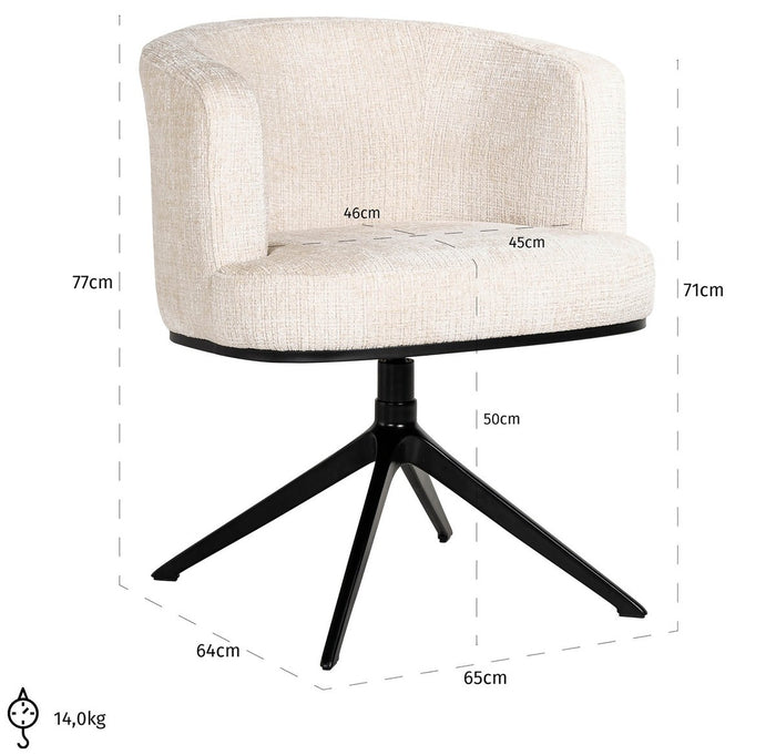 Richmond Interiors Cheyenne Beige Chenille Draaistoel