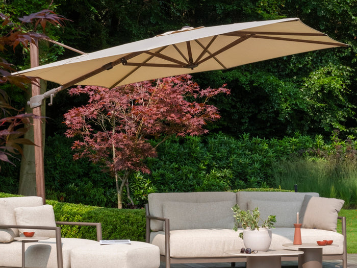 4 Seasons Zweefparasol Siesta premium 300x300 cm. - beach|dark woodlook