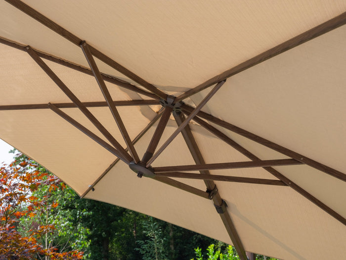 4 Seasons Zweefparasol Siesta premium 300x300 cm. - beach|dark woodlook