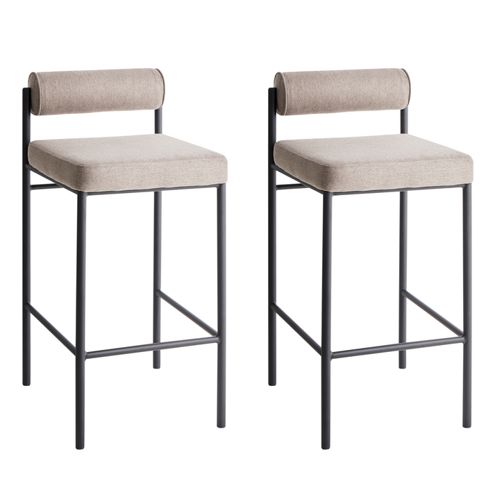 Beliani - AMAYA - Barkruk set van 2 - Taupe - Polyester