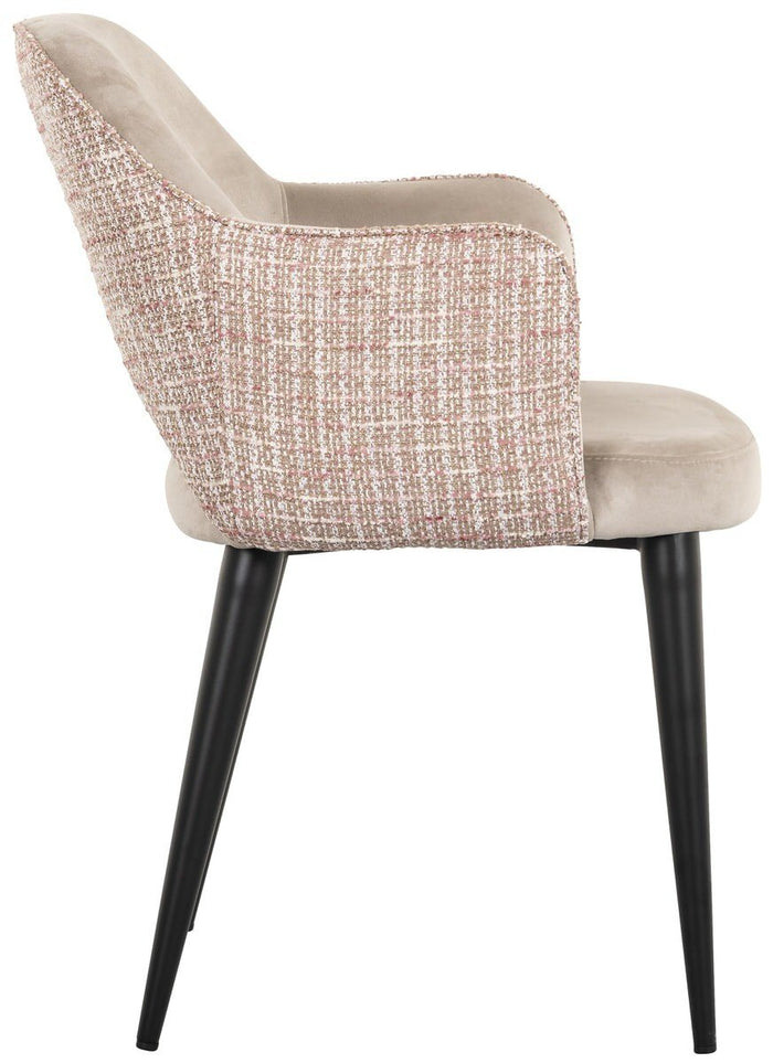 Richmond Interiors Giovanna Trendy Roze | Khaki Velvet Eetkamerstoel